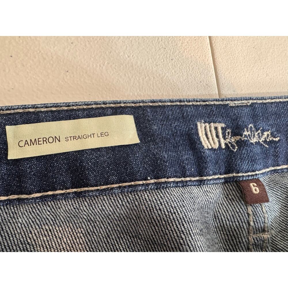 Kut From the Kloth Cameron blue denim crop jeans distressed straight wide cuff 6 - Picture 6 of 8